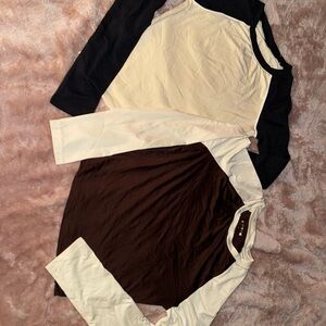 SHEIN Black and Cream Long Sleeve Tee